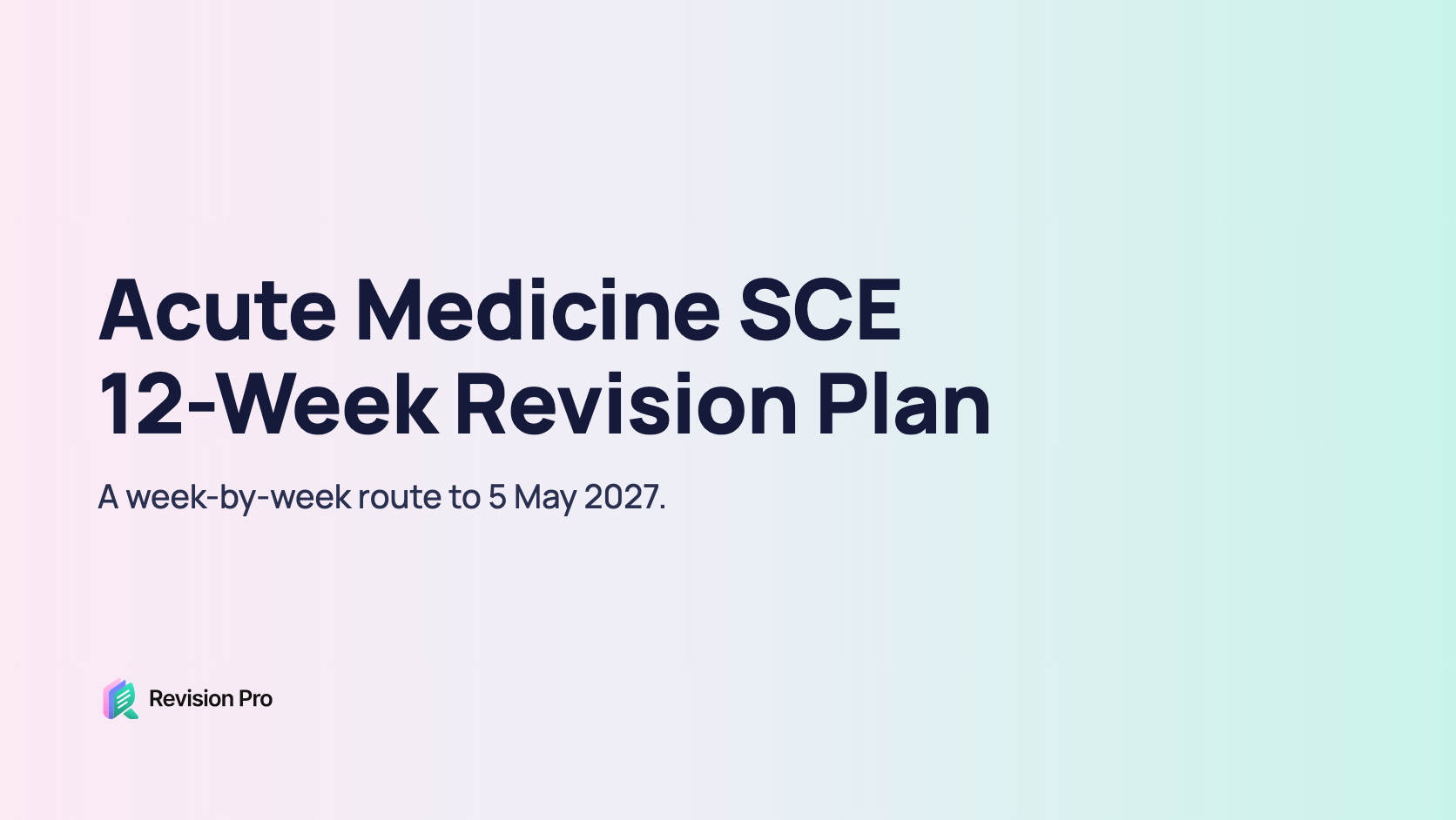 Acute Medicine SCE: 12-Week Revision Plan. A week-by-week route to 5 May 2027.