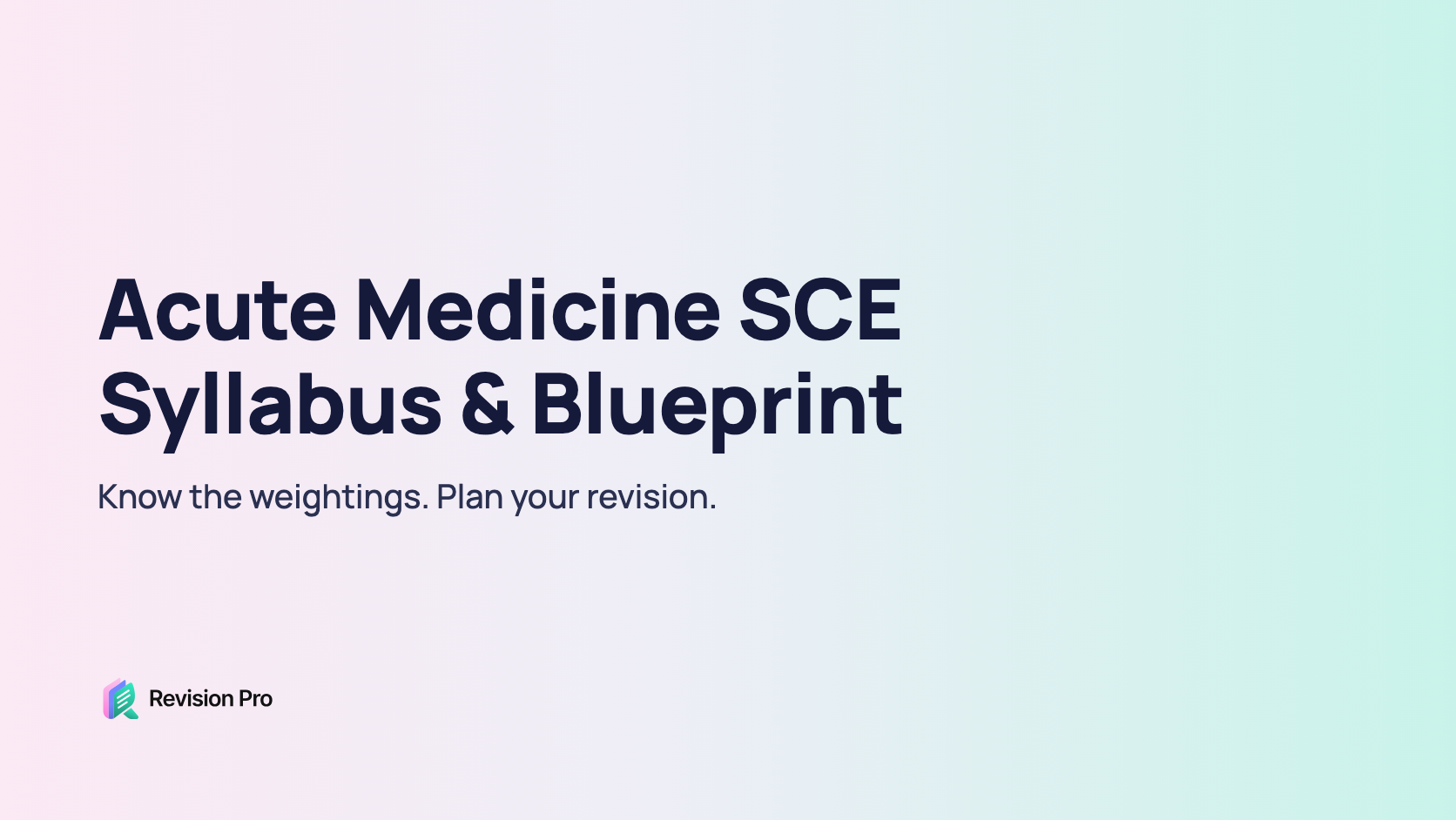 Acute Medicine SCE: Syllabus & Blueprint. Know the weightings. Plan your revision.